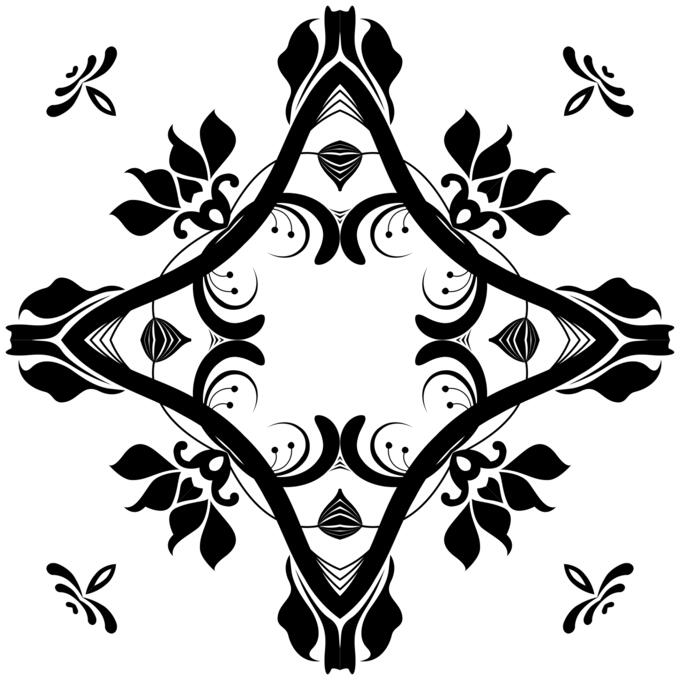 Vector clip art of four rose shaped decorations as one
