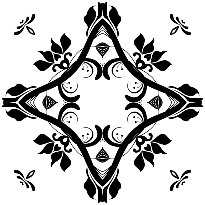 Vector clip art of four rose shaped decorations as one