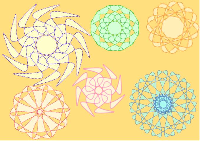 Vector graphics of selection of dotted line shapes