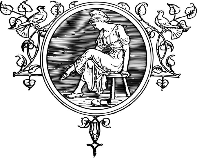 Vector image of black centre lady decoration