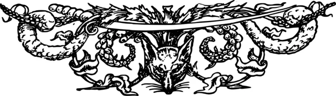 Vector drawing of fox themed decorative divider