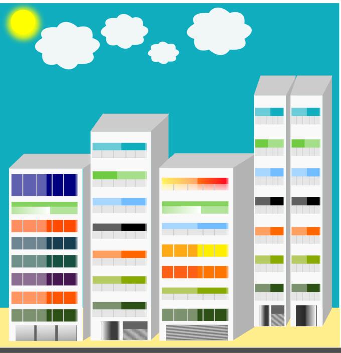 Simple city skyscrapers vector drawing