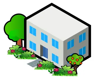 Vector image of flat roof house