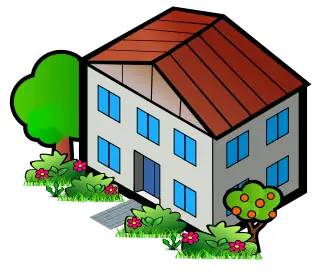 Vector clip art of red roof home