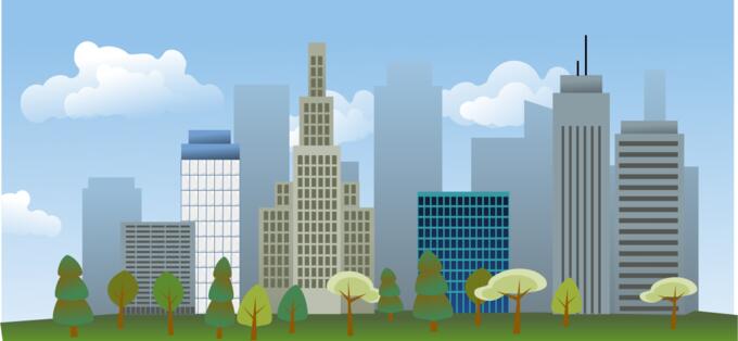 Vector illustration of sunny day in the city
