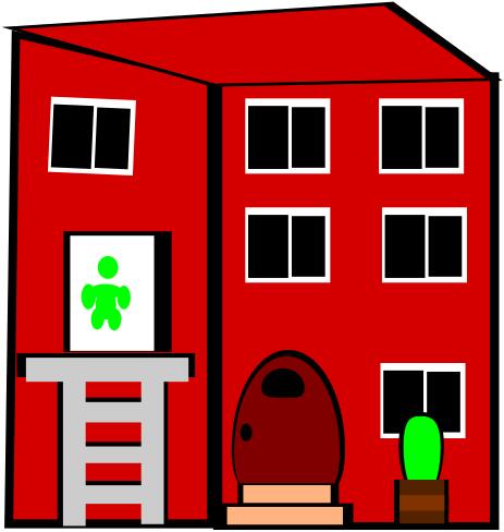 Red flat building vector illustration