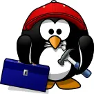 Vector clip art of penguin repairman