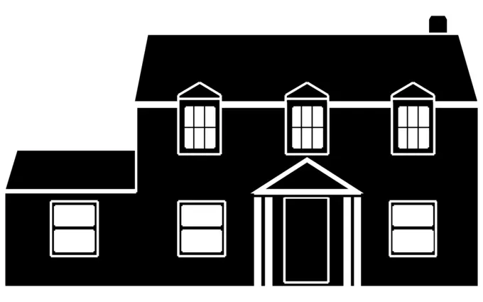 Detached house silhouette vector drawing