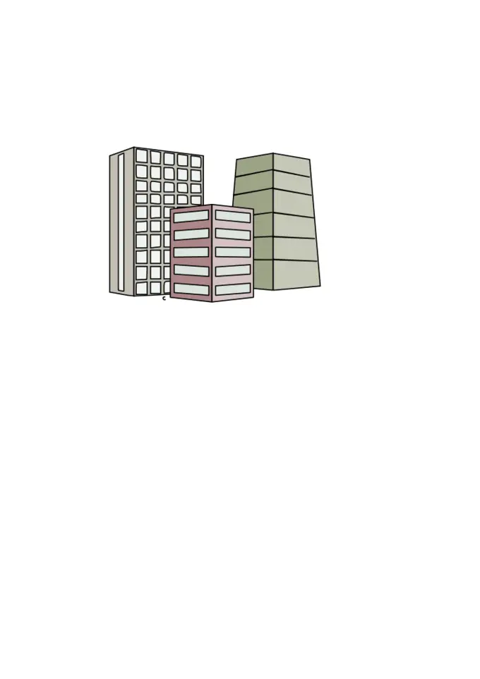 Vector image of three high rise buildings