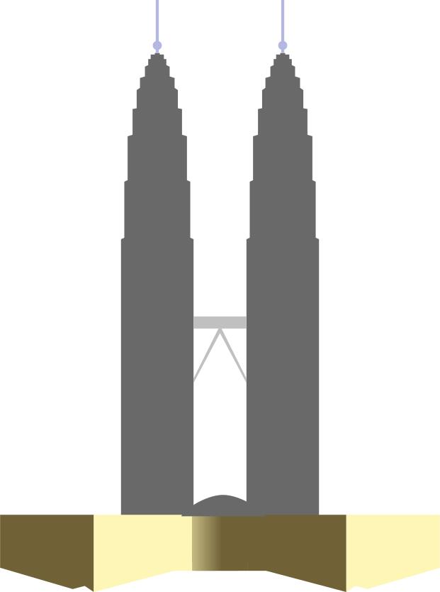 Petronas Twin Towers silhouette vector drawing
