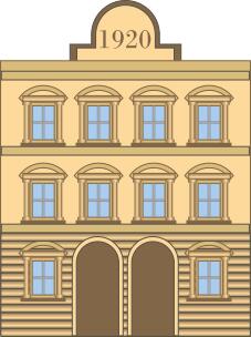 Vector graphics of 1920s neoclassical building