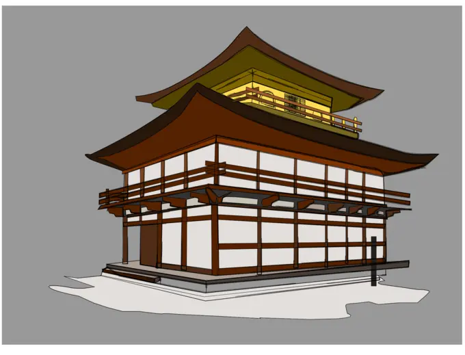 Vector clip art of kinkakuji house