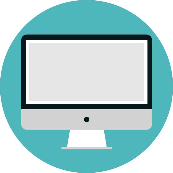 Desktop computer vector image with flat screen