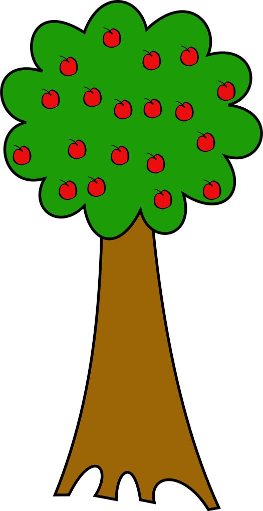 Vector drawing of cartoon tree of apples