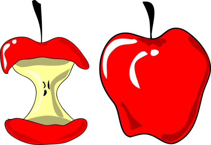 Vector illustration of red apple and apple cut in a half
