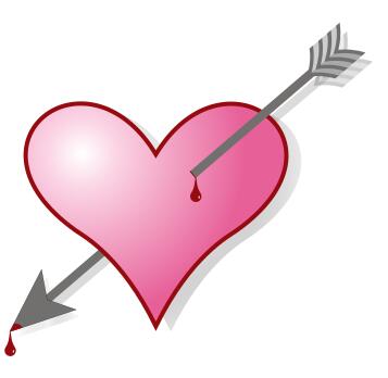 Vector clip art of a heart pierced with an arrow
