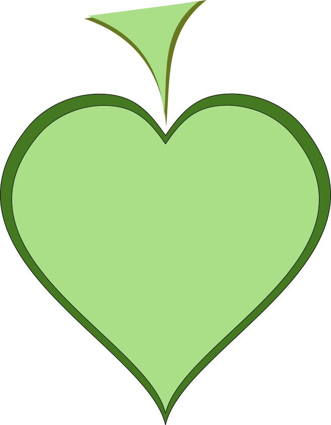 Green heart with dark green thick line border vector illustration