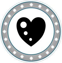Grayscale heart badge vector image
