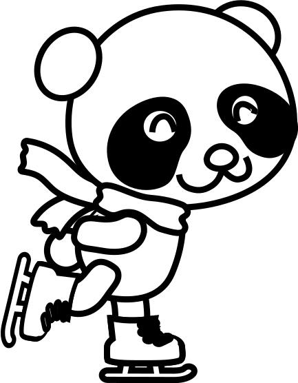 Vector illustration of skating panda coloring page