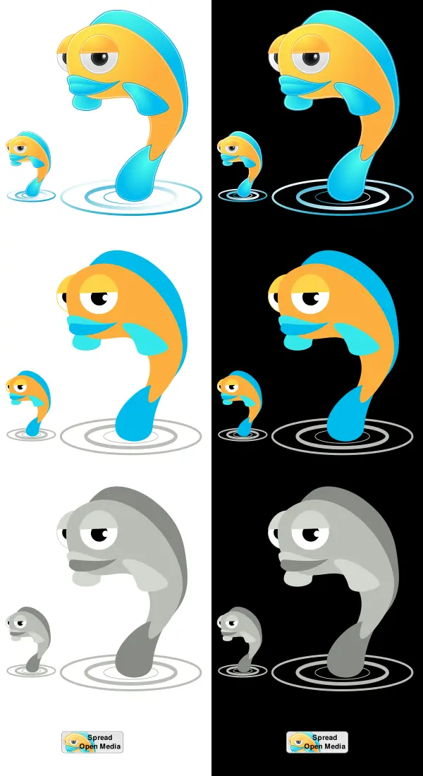 Cartoon fish characters vector clip art