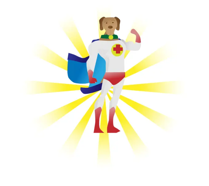 Vector drawing of superhero watchdog character