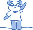 Vector image of happy Panda cartoon character in pastel blue