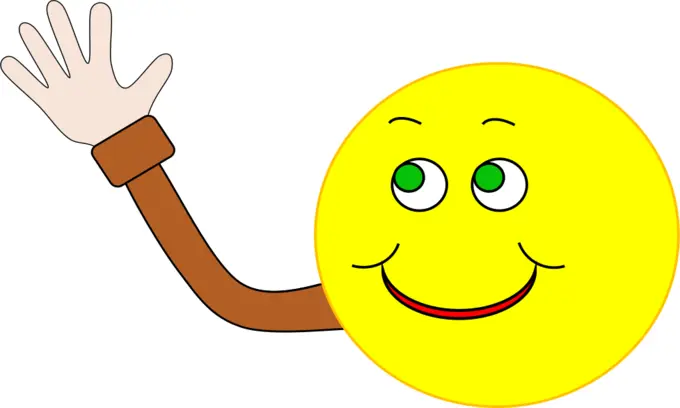 Vector image of happy smiley waving