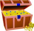 Vector illustration of treasure chest full of coins