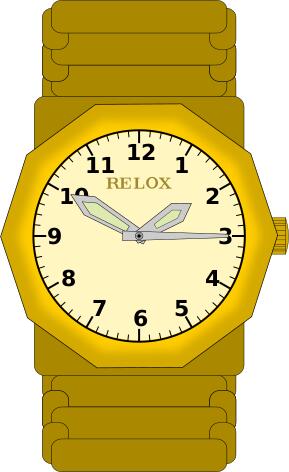 Vector drawing of gold wristwatch