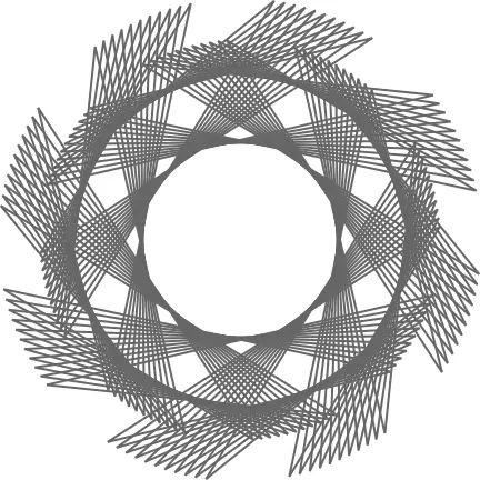 Vector clip art of bent lines in round circle pattern