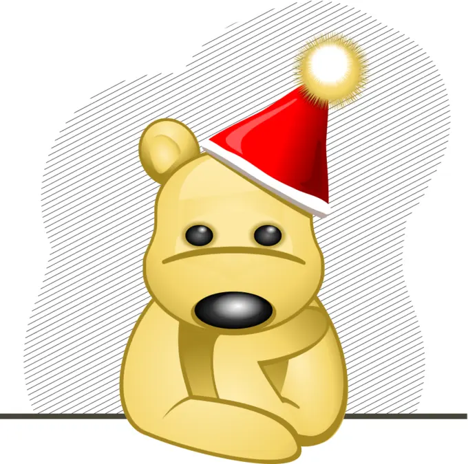 Vector clip art of sad teddy bear with red hat
