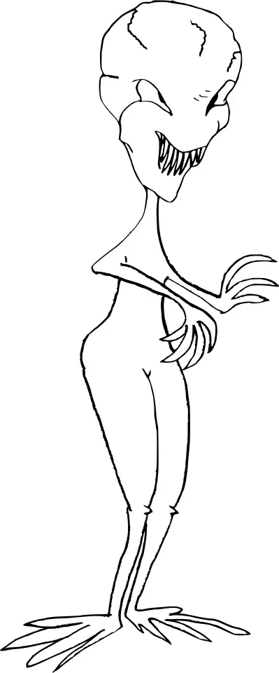 Vector clip art of line art alien creature