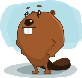 Vector image of cartoon beaver with funny look on its face