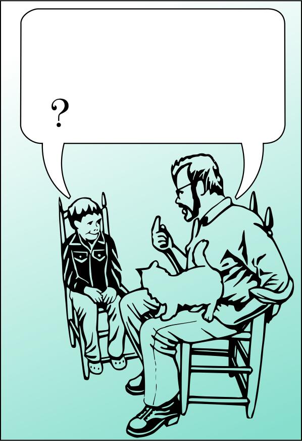 Vector clip art of man teaching boy at home