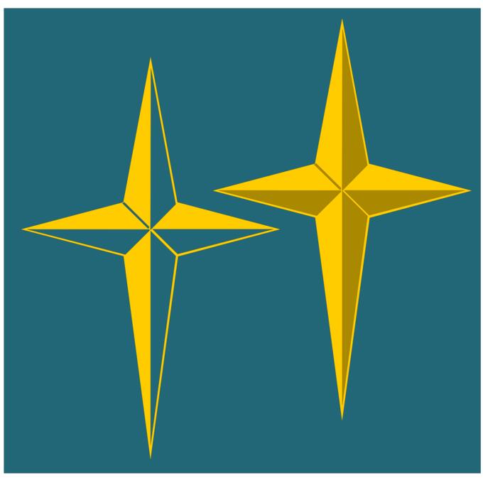 Vector drawing of 4 point beveled star