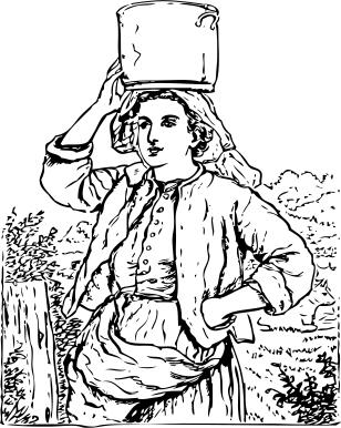 Milk maid in the field vector illustration