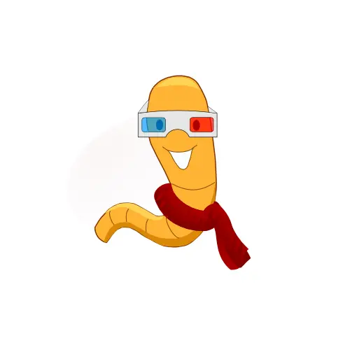 Cinema Worm with 3D glasses vector graphics