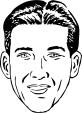 Vector clip art of long thin man's face