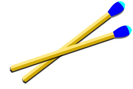 Wooden matches with blue tip vector drawing
