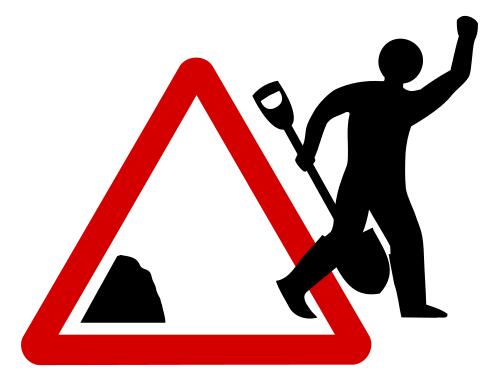 Vector clip art of men on strike sign