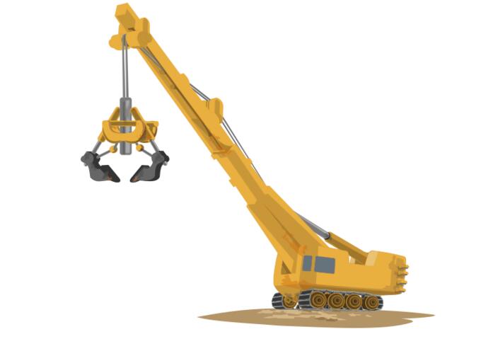 Vector drawing of construction crane with high reach