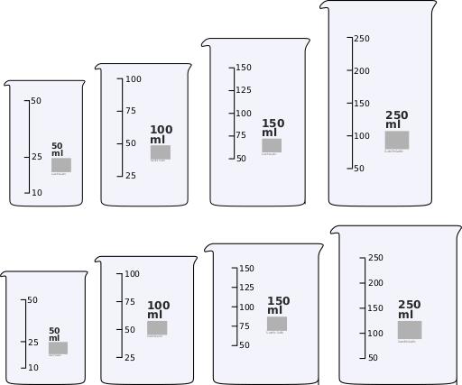 Beakers 50-250 ml vector illustration