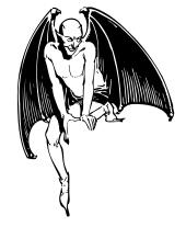 Vector drawing of sitting devil