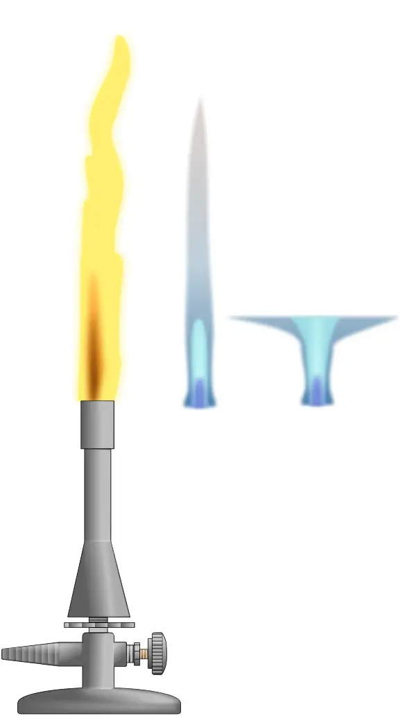 Vector image of laboratory burner with 3 different flames