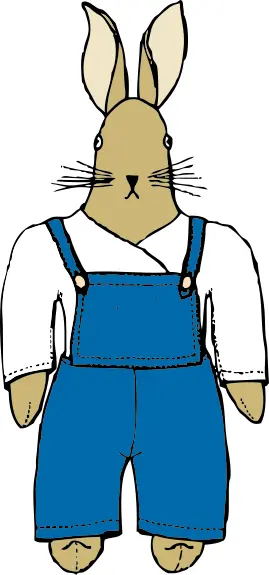 Vector drawing of bunny in overalls