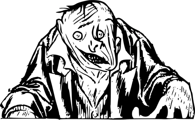 Vector graphics of twisted face monster