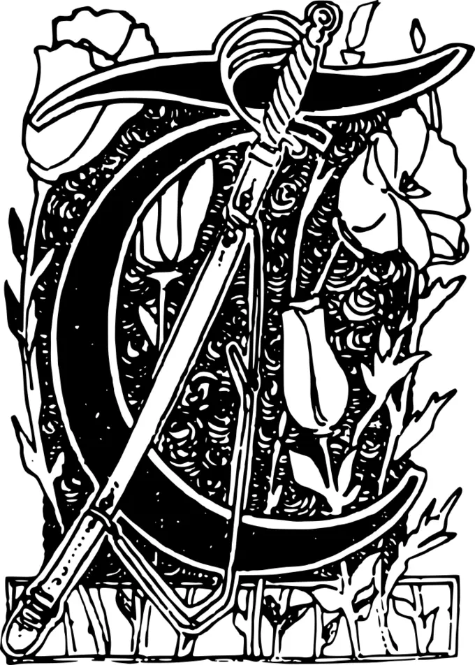 Vector image of decorative letter T