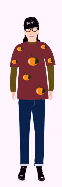 Vector clip art of trendy guy in t- shirt with orange pattern