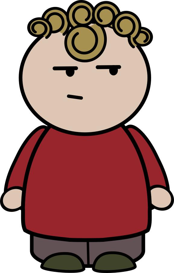 Vector illustration of chubby girl character with expression of doubt