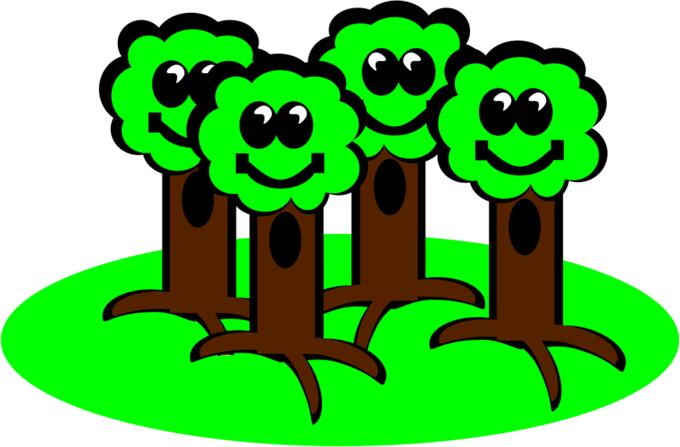 Happy trees smiling vector drawing